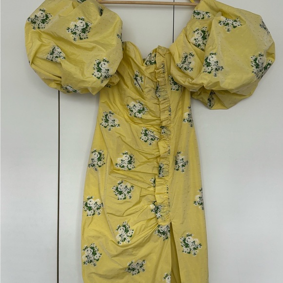 Chic Yellow Floral Midi Dress - Picture 2 of 13